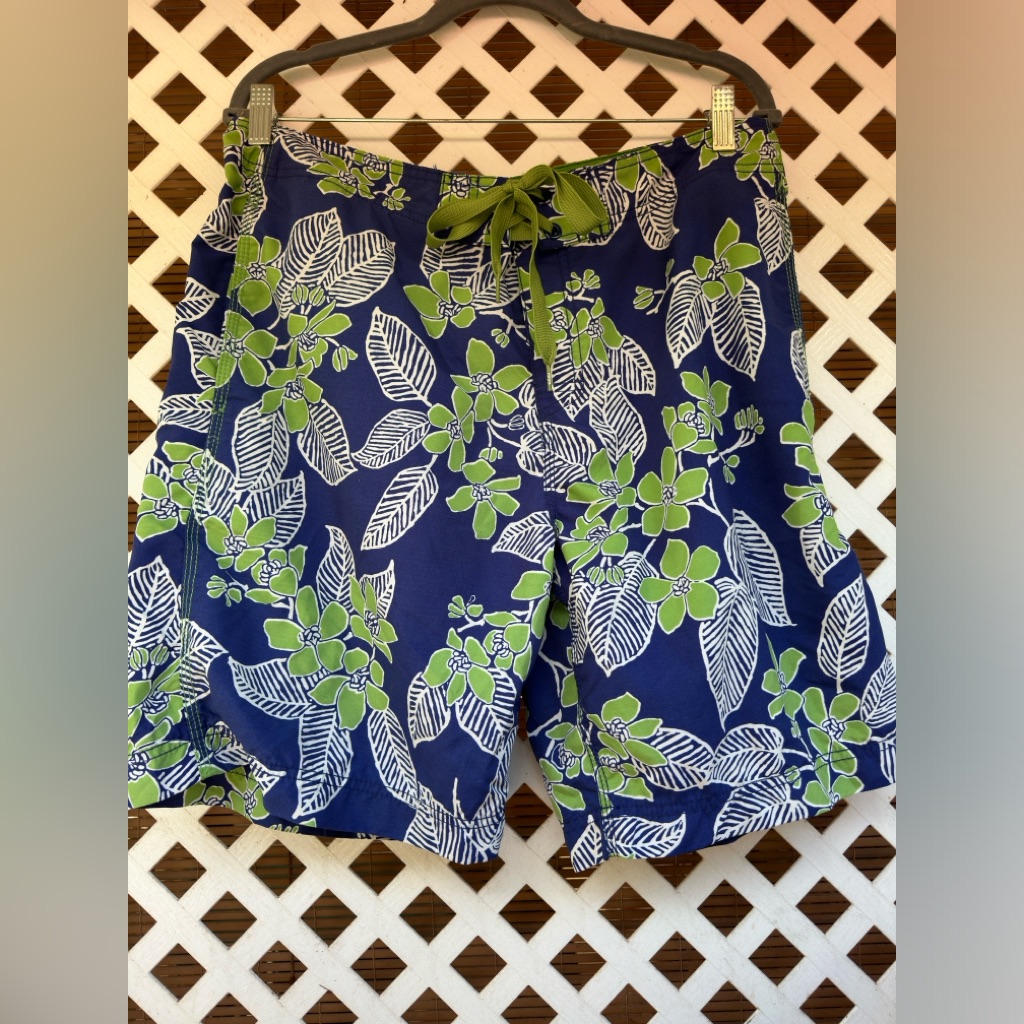Preowned Reyn Spooner Swimming Shorts Hawaiian BlueGreen Mens 34 Preowned Reyn Spooner Swimming Shorts Hawaiian BlueGreen Mens 34